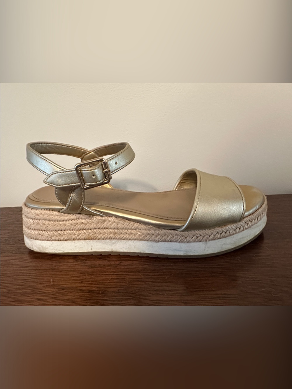 Kelly & Katie Metallic Gold Platform Espadrille Sandals